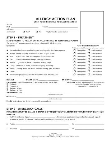 ALLERGY ACTION PLAN - eSchoolView