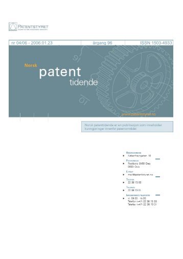 Norsk Patenttidende nr 04/06 - Patentstyret