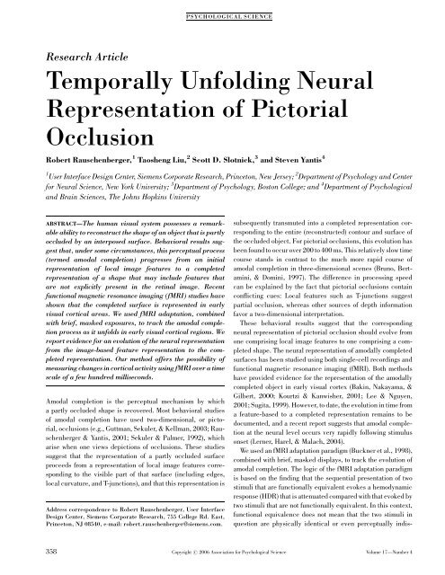 Temporally Unfolding Neural Representation of Pictorial Occlusion