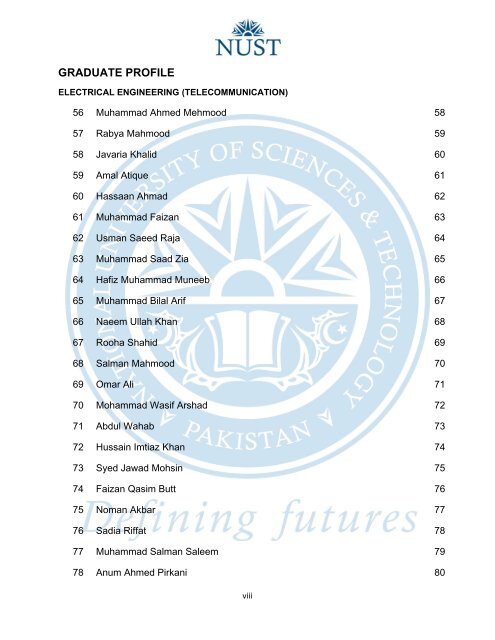 Graduate Profiles 2012 - National University of Science and ...