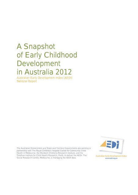 A Snapshot of Early Childhood Development in Australia 2012