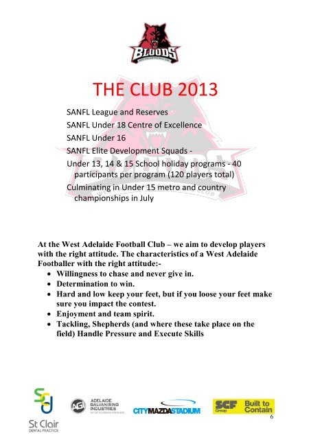 CLUB CONTACT DETAILS - West Adelaide Football Club