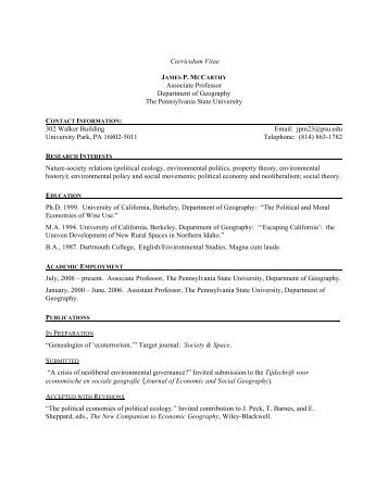 Curriculum Vitae - Department of Geography | Home - Penn State ...