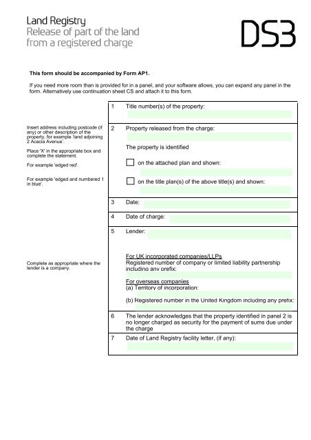 Form DS3 Land Registry