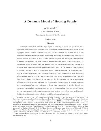 A Dynamic Model of Housing Supply