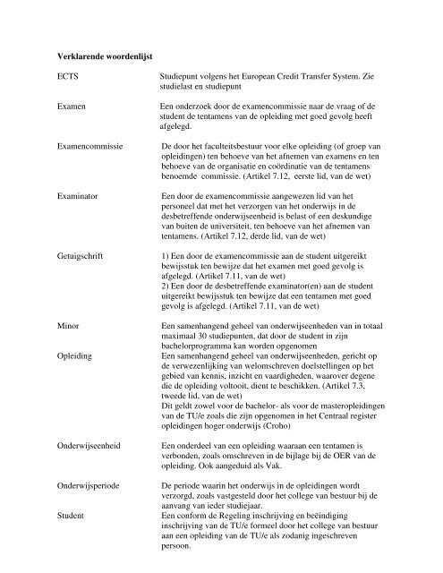 Examenreglement TU/e 2009-2010 - Technische Universiteit ...