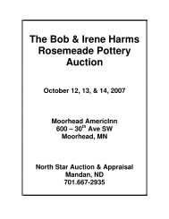 The Bob & Irene Harms Rosemeade Pottery Auction - North Star ...