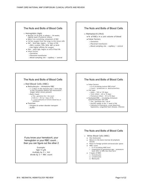 Out for Blood: Neonatal Hematology Review - FANNP