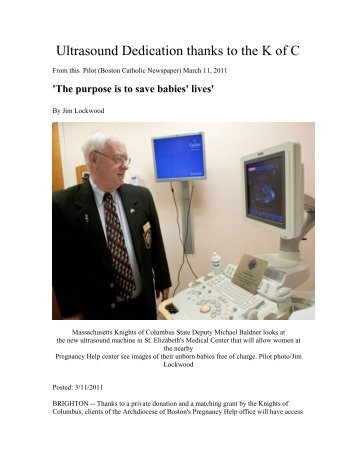 Ultrasound Dedication - Massachusetts State Council Knights of ...
