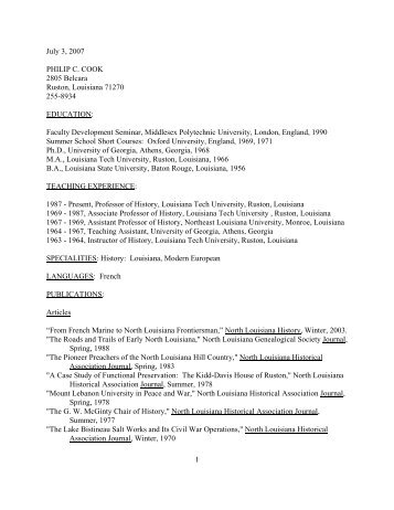 curriculum vitae - Louisiana Tech University