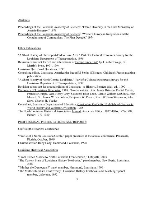 curriculum vitae - Louisiana Tech University