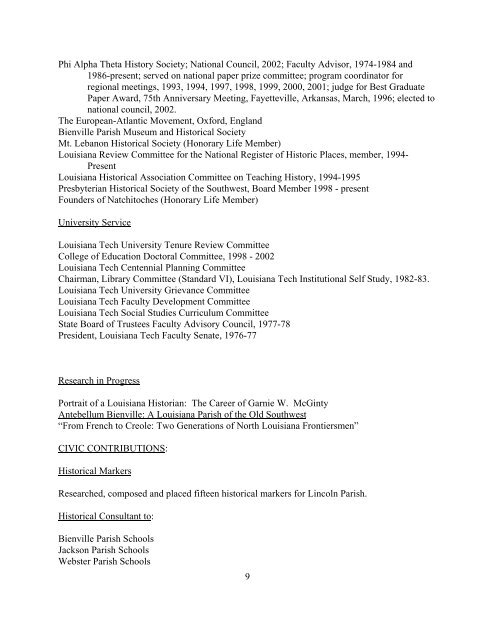 curriculum vitae - Louisiana Tech University