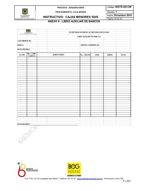 INSTRUCTIVO: CAJAS MENORES SDIS