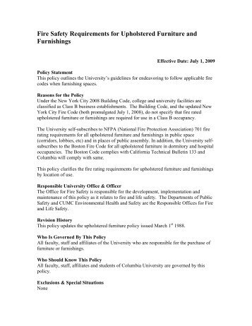 Furniture Fire Safety Requirements DRAFT - Environmental Health ...