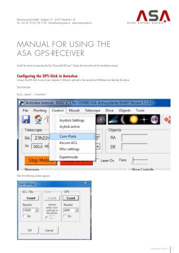 Manual for uSinG the aSa GPS-receiver - Astro Systeme Austria