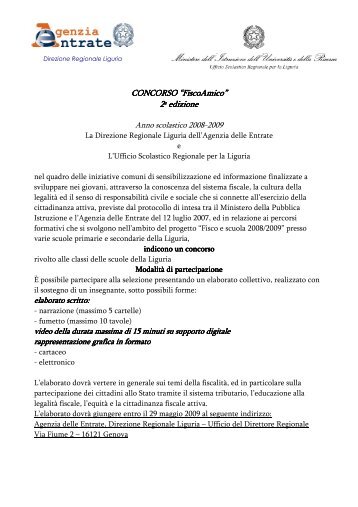Il bando - Liguria - Agenzia delle Entrate