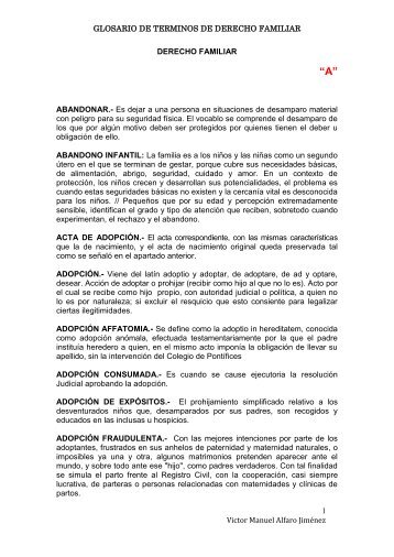 GLOSARIO DE DERECHO FAMILIAR - PÃ¡ginas Personales UNAM