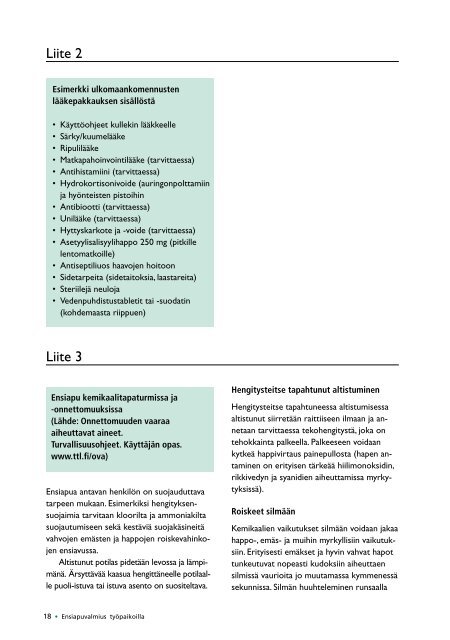 TyÃ¶suojeluhallinnon ohjeistus koskien tyÃ¶paikkojen ensiapuvalmiutta