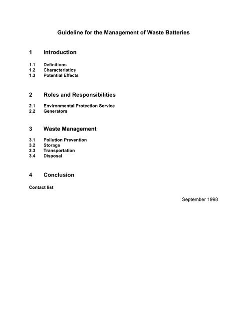 Guideline on Waste Batteries - Environment and Natural Resources ...