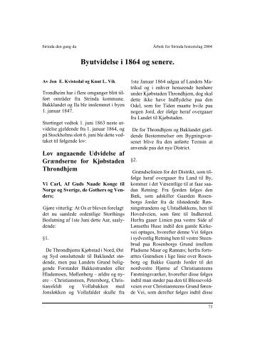 Byutvidelse i 1864 og senere..... side 73 - Strinda historielag