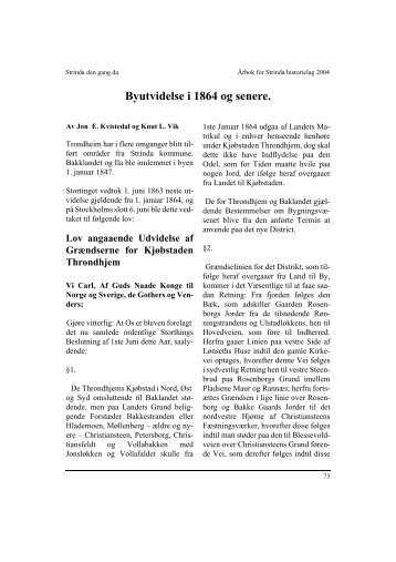 Byutvidelse i 1864 og senere..... side 73 - Strinda historielag