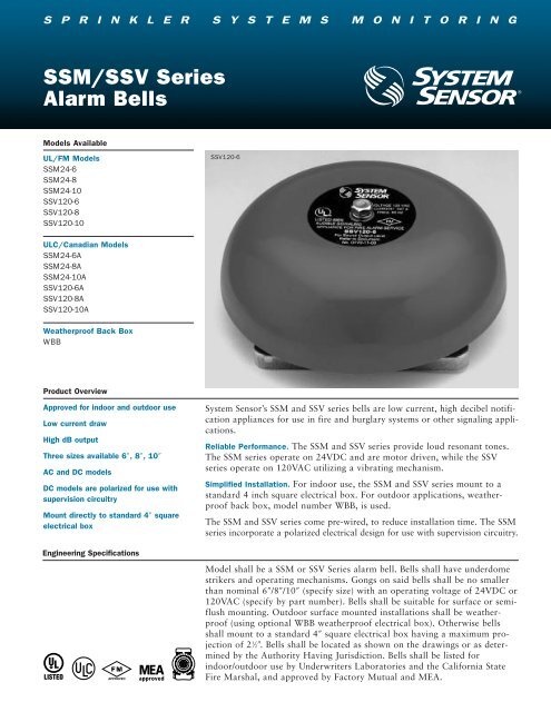 SSM/SSV Series Alarm Bells