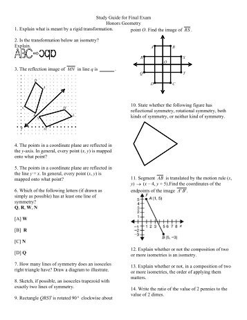 Study Guide for Final Exam Honors Geometry 1. Explain what is ...