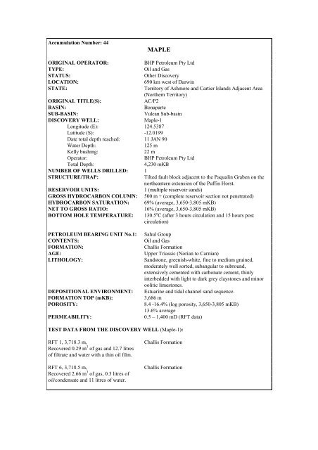 COMPOSITIONAL DATA : GAS : GAS PROPERTIES Puffin Fm RFT ...