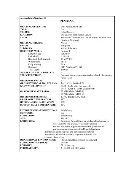 COMPOSITIONAL DATA : GAS : GAS PROPERTIES Puffin Fm RFT ...