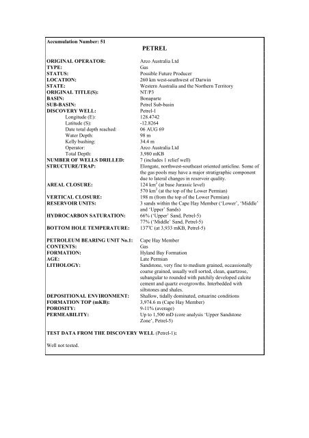 COMPOSITIONAL DATA : GAS : GAS PROPERTIES Puffin Fm RFT ...