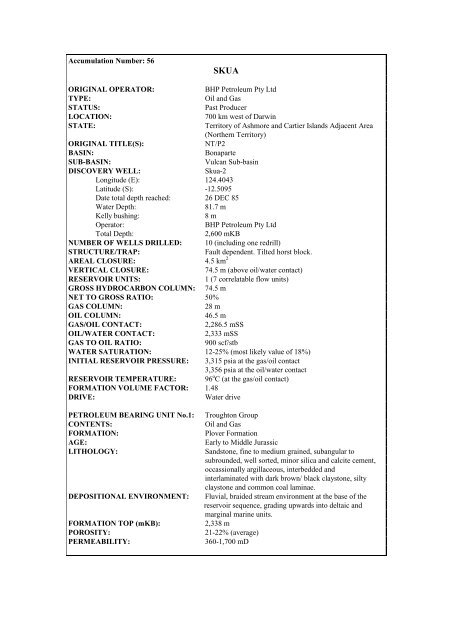 COMPOSITIONAL DATA : GAS : GAS PROPERTIES Puffin Fm RFT ...