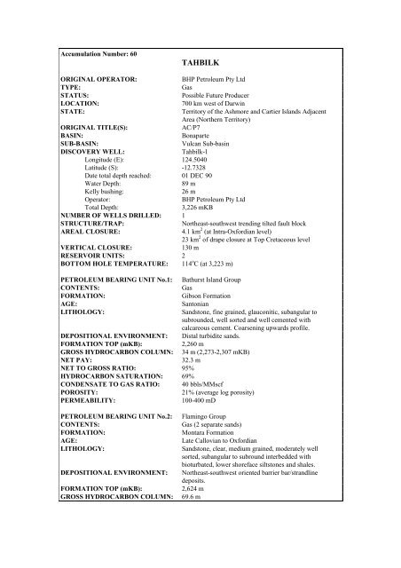 COMPOSITIONAL DATA : GAS : GAS PROPERTIES Puffin Fm RFT ...