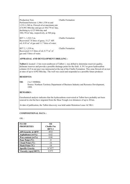 COMPOSITIONAL DATA : GAS : GAS PROPERTIES Puffin Fm RFT ...