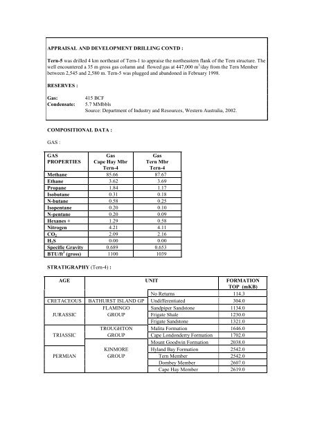 COMPOSITIONAL DATA : GAS : GAS PROPERTIES Puffin Fm RFT ...