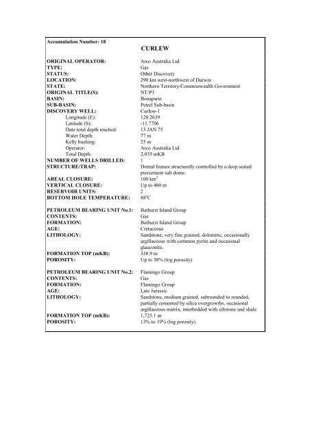 COMPOSITIONAL DATA : GAS : GAS PROPERTIES Puffin Fm RFT ...