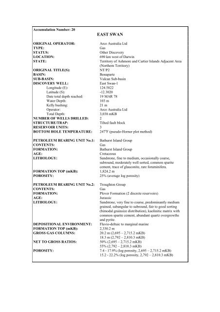 COMPOSITIONAL DATA : GAS : GAS PROPERTIES Puffin Fm RFT ...