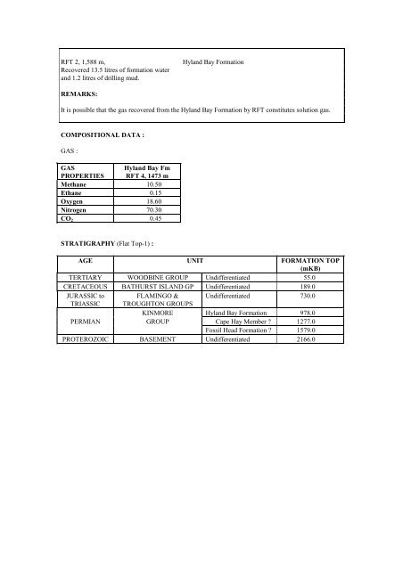 COMPOSITIONAL DATA : GAS : GAS PROPERTIES Puffin Fm RFT ...