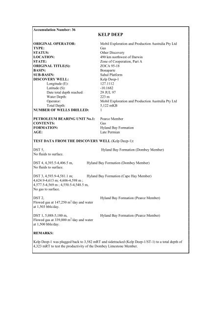 COMPOSITIONAL DATA : GAS : GAS PROPERTIES Puffin Fm RFT ...