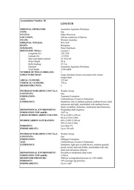 COMPOSITIONAL DATA : GAS : GAS PROPERTIES Puffin Fm RFT ...