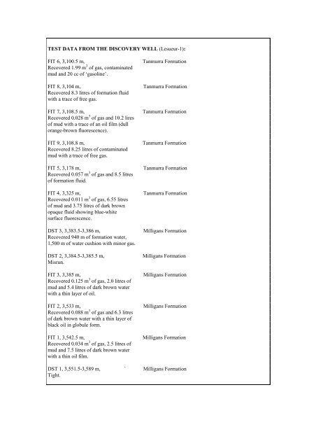 COMPOSITIONAL DATA : GAS : GAS PROPERTIES Puffin Fm RFT ...