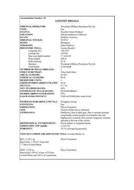 COMPOSITIONAL DATA : GAS : GAS PROPERTIES Puffin Fm RFT ...