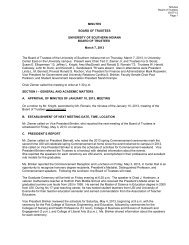 Board of Trustees Minutes - University of Southern Indiana