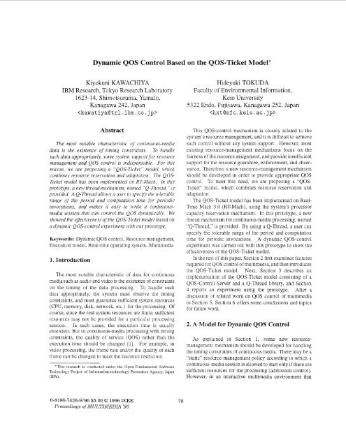 Dynamic QOS Control Based on the QOS-Ticket Model - IEEE Xplore