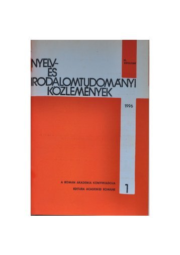 1996. 1. - SzabÃ³ T. Attila Nyelvi IntÃ©zet