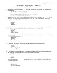 2005 Iowa FFA Association Dairy Foods CDE Written Exam