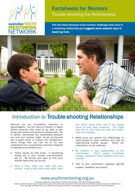 Fact Sheet 4 - Trouble Shooting the Relationship.pub - Australian ...