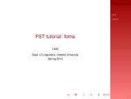 FST tutorial: foma - Indiana University