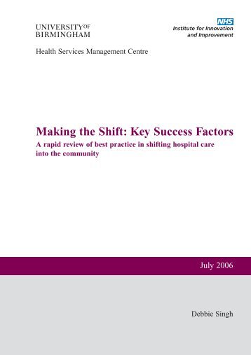 Making the Shift: Key Success Factors - Manajemen Rumah Sakit ...