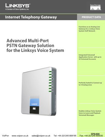 Linksys SPA400 Brochure (PDF) - VoIPon Solutions