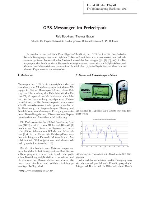 GPS-Messungen im Freizeitpark - Didaktik der Physik - Universität ...